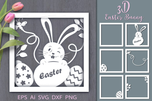 3D SVG Bunny & Egg for Shadow Boxes