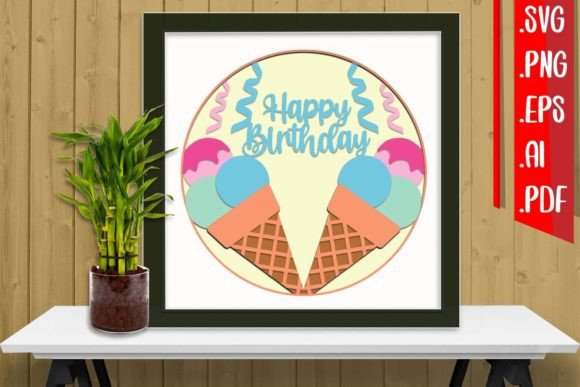 Birthday Papercut 3D SVG for Shadow Boxes
