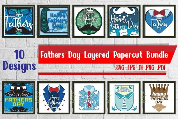 Fathers Day Layered Papercut BUNDLE Svg for 3D SVG Shadow Boxes