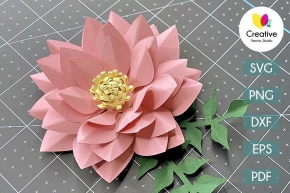 Lotus Paper Flower SVG Template №9: 3D SVG Review