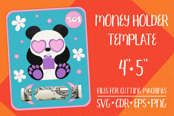 Panda Birthday Card Money Holder 3D SVG Shapes