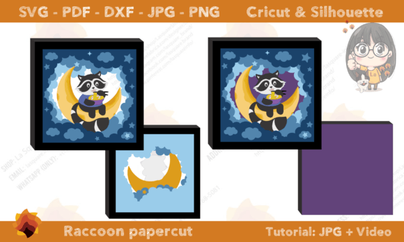 Papercut Raccoon 3D SVG for Shadow Boxes